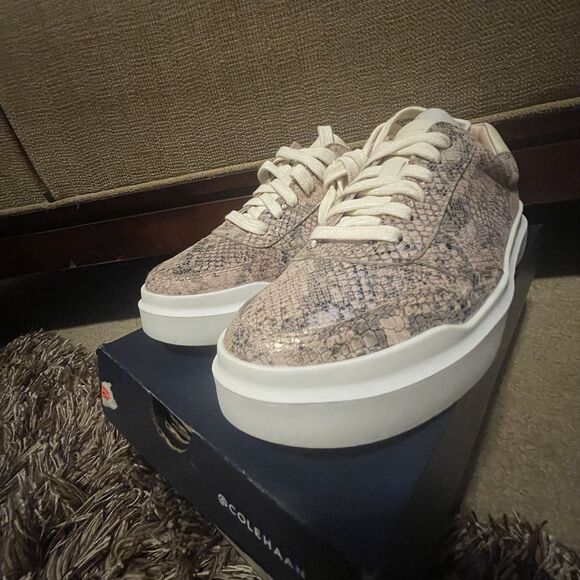 Cole Haan Grand Pro Rally Pink Faux Exotic Print Leather Shoes Women's Size 6 - Picture 11 of 13